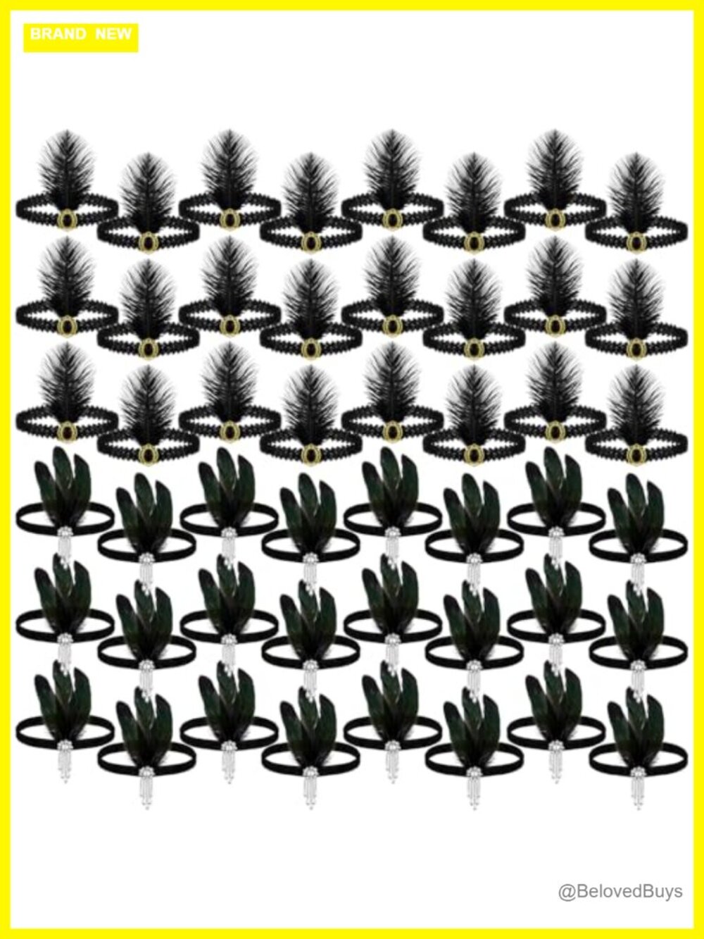 1920s Flapper Feather Headbands Sequin Crystal Hair Accessory 48 Pack